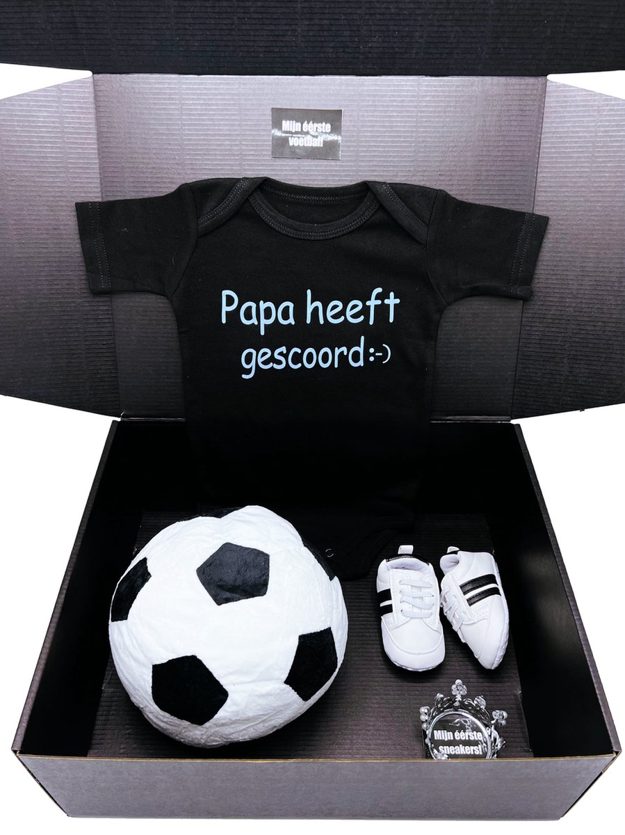 Goedkoopste kraamcadeau jongen - geboortegeschenk jongen - origineel kraamcadeau - Papa heeft gescoord - baby voetbal - kan ook rechtstreeks worden verstuurd als cadeau