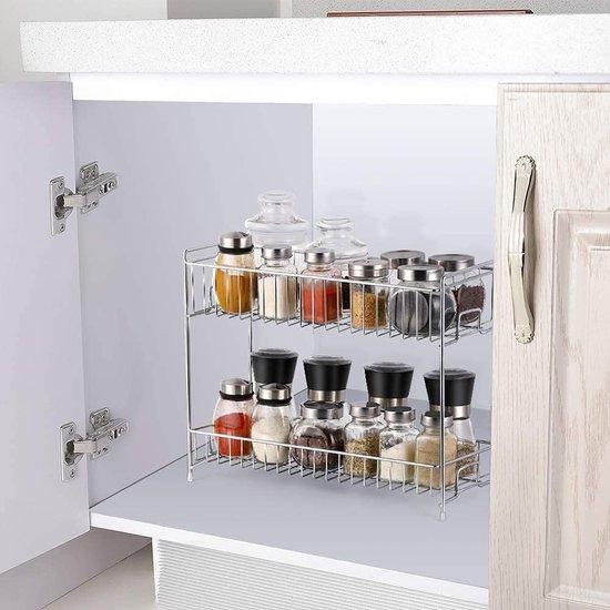 Moreau Kruidenrek voor de keuken, roestvrij staal, met 12 kruidenpotjes à 100 ml, 360 graden draaibaar, met trechter, etiket, pen en reinigingsborstel