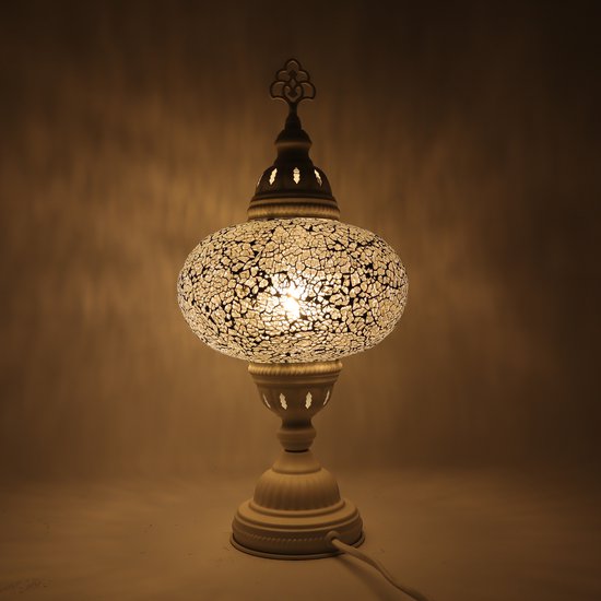 Turkse Lamp - Wit Mozaïek Lamp - Tafellamp - Marokkaanse Lamp - Oosterse  Lamp - Recht ... | bol