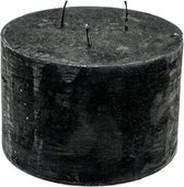 Kaarsen - Stompkaars - 15cm x10cm - 90 branduren - Metallic Black - 3 Lonten - Rustieke uitstraling - Zwart