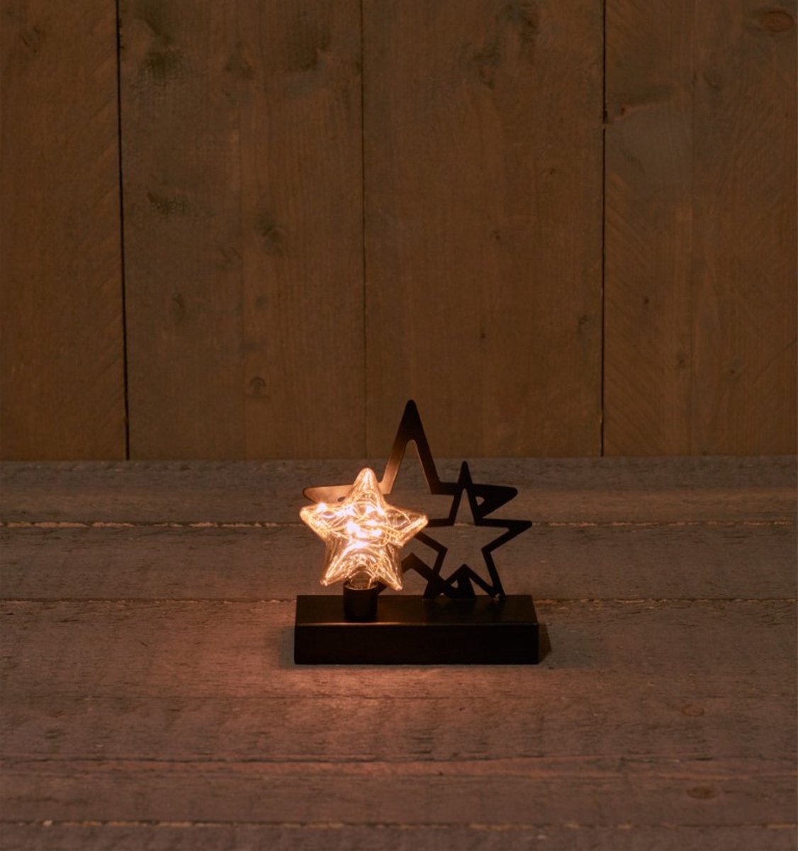 Annas collection - STER GLAS OP METALEN VOET MET 2 METALEN STER -...