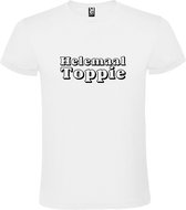 Wit T-Shirt met “ Helemaal Toppie “ afbeelding Zwart Size XXXL