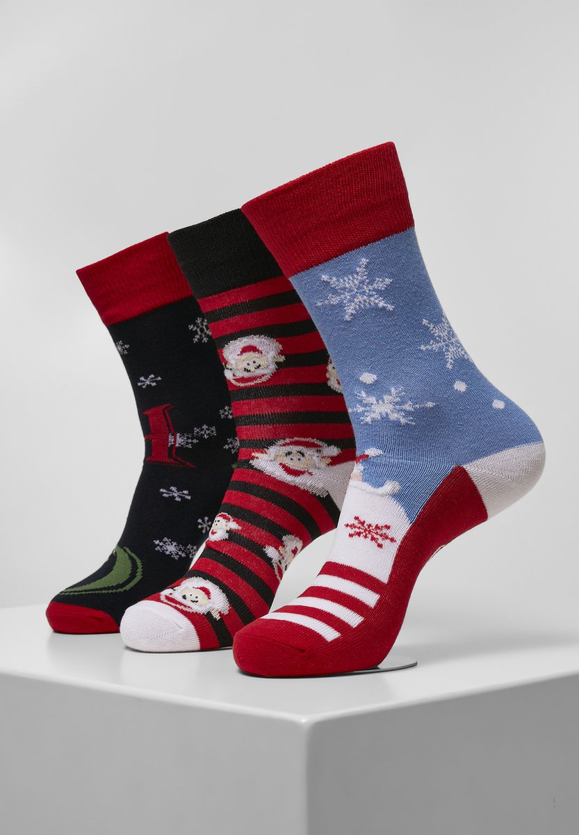 Christmas Kerstmis Feestdagen Feest Kerst Modern Nieuw Santa Ho Christmas Socks 3-Pack Multicolor
