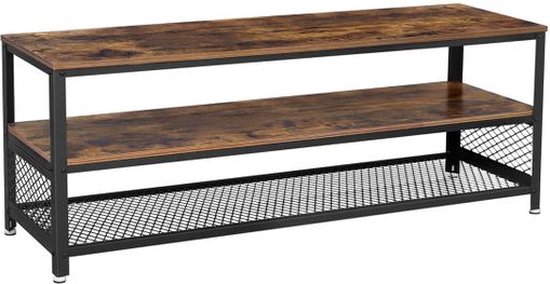 Furinno TV-standaard zonder gereedschap, grijs/zwart (espresso/zwart