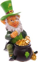 Ierse St Patrick’s Day Gelukskabouter Achter Pot Met Goud Leprechaun Geluksbeeldje Ierland Geluk