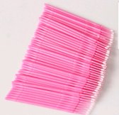 Wegwerp Microbrushes - Roze - 100 stuks -- Wimpers Uitbreiding  - Individuele Lash Verwijderen -  Wattenstaafje - Micro Borstel Voor Wimper Extensions Tool- microbrush