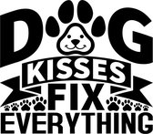 Raamsticker Dog kisses fix everything - muur - quote - deur - hond - dieren - autosticker