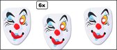 6x Knipogende Masker Pierrot - festival thema feest halloween uitdeel wanddeco