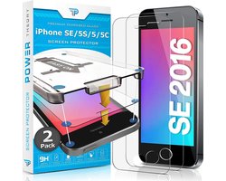Power Theory iPhone SE 2016/5S/5 Screen Protector Gehard Glas [2-Pak] met Easy Install Kit (te gebruiken met case)]