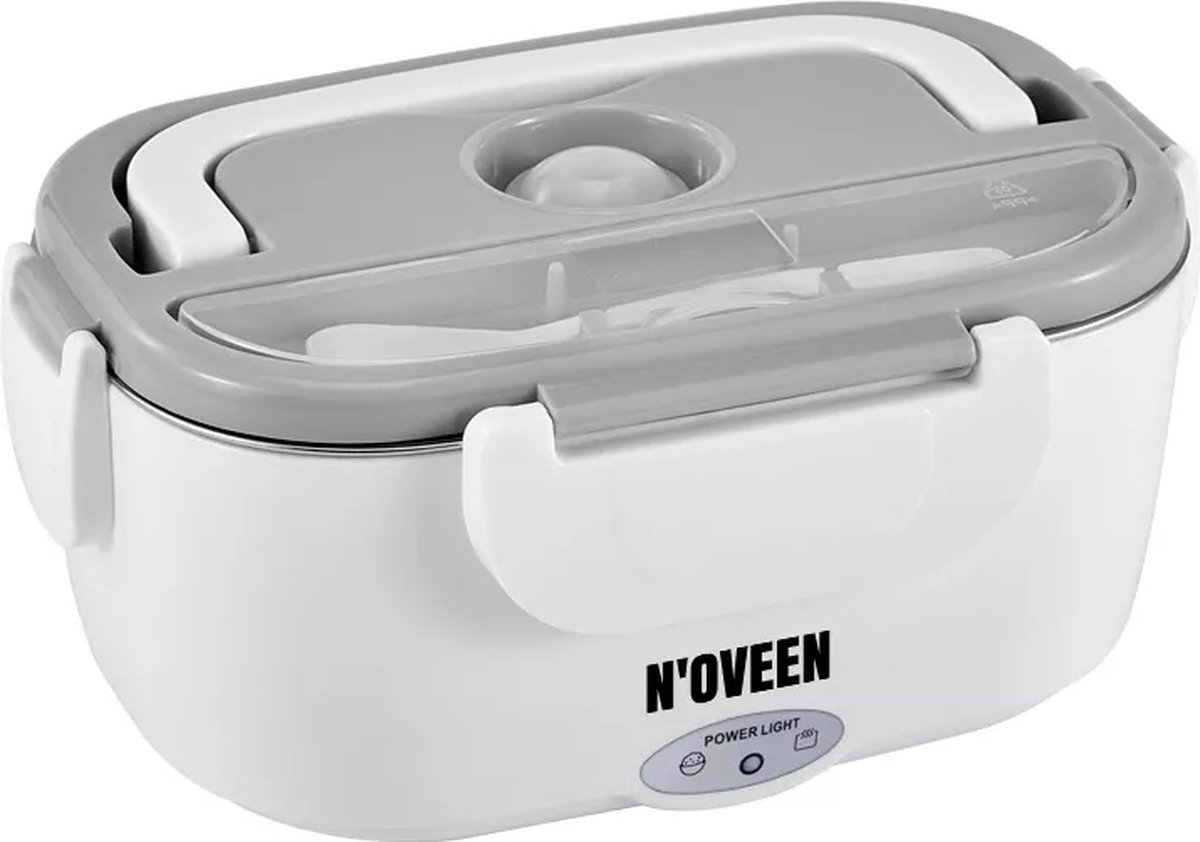 Noveen - Lunchbox - Lunchbox voor voedsel - Verwarmbare Lunchbox - Warmhoudbare Lunchbox - Met Opbergtas - Lunchbox voor auto / onderweg - Grijs