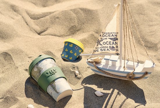 Quy Cup 230 ml - Gobelet de voyage écologique - "Opéra" - Sans BPA - Fabriqué à partir de Bouteilles en PET recyclées avec couvercle en Siliconen noir