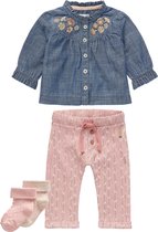 Noppies - Ensemble de vêtements - 4 pièces - Pantalon Lancaster Pink - Blouse jeans Lexington - 2 paires de chaussettes - Taille 74