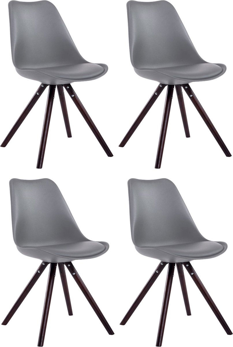CLP Toulouse Set van 4 stoelen - Rond - Kunstleer grijs cappuccino