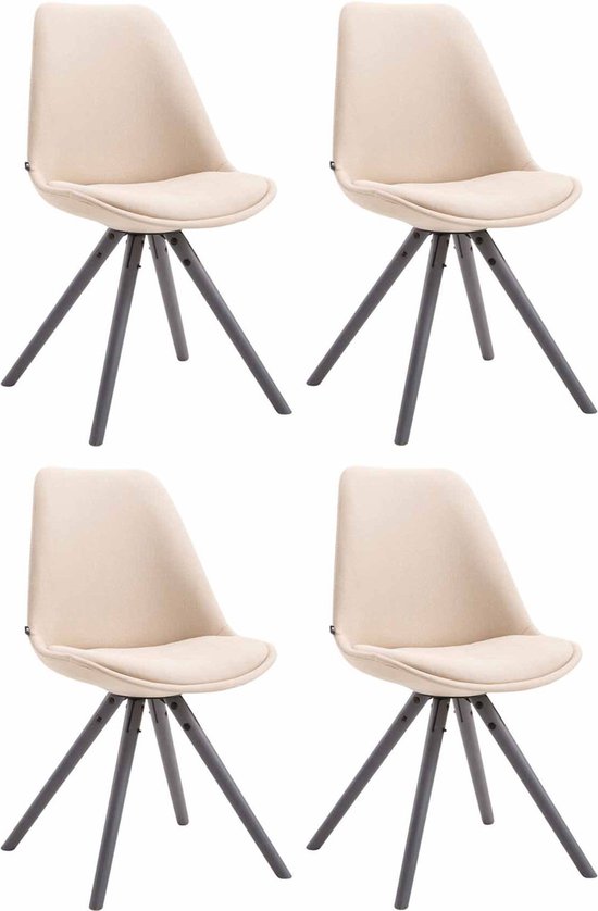 CLP Toulouse Set van 4 stoelen - Rond - Stof creme grijs