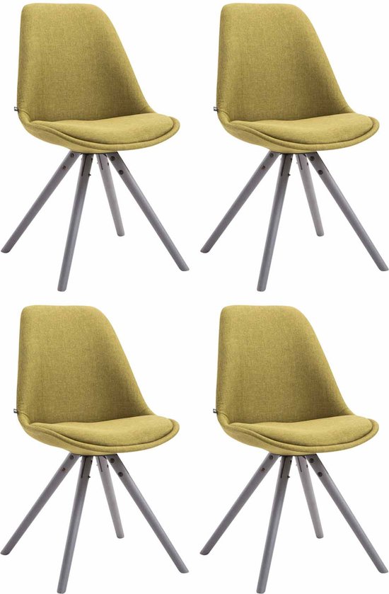CLP Toulouse Set van 4 stoelen - Rond - Stof groen grijs