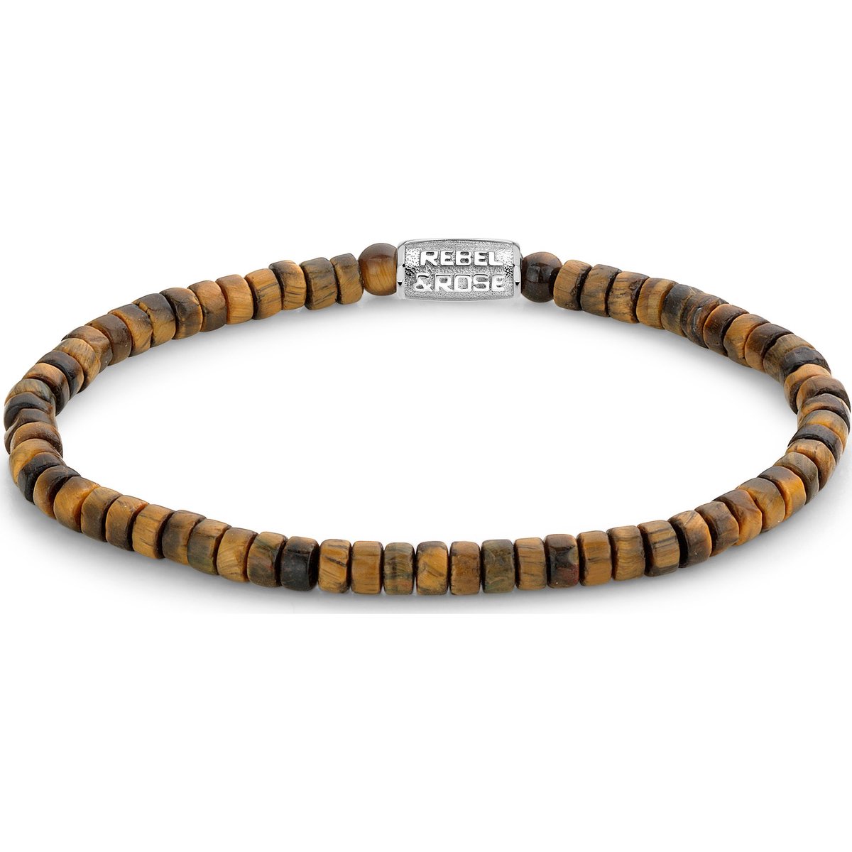 Rebel & Rose unisex armband roestvrijstalen tijgeroog L Bruin 32017329
