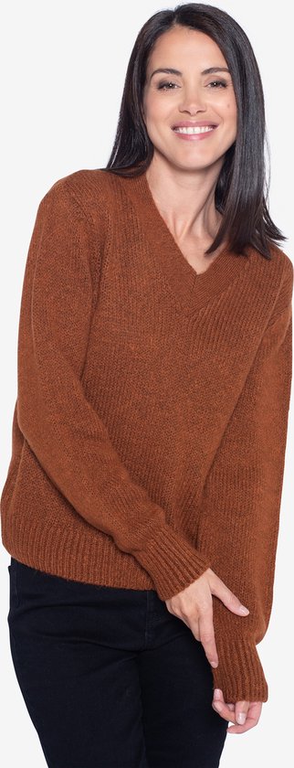 Dames kanten gehaakte lange mouwen V-hals truien Winter gebreide trui Jumper Tops,Blauw,L
