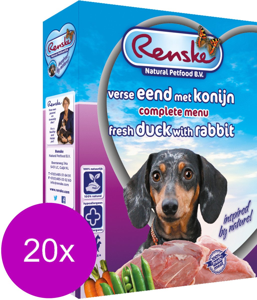 Renske Senior - Hondenvoer - 20 x Konijn Eend 395 g
