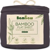 Laken de Bamboe | 180 cm x 290 | Charbon de bois | Drap supérieur 1 personne | Drap plat ultra doux | Beddengoed de Luxe en Bamboe | Feuilles hypoallergéniques | Puur Bamboe Viscose Rayonne | Tissu Ultra respirant | Bambaw