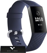 Siliconen Band Geschikt Voor Fitbit Charge 3 & 4 - Maat S/M Donker Blauw