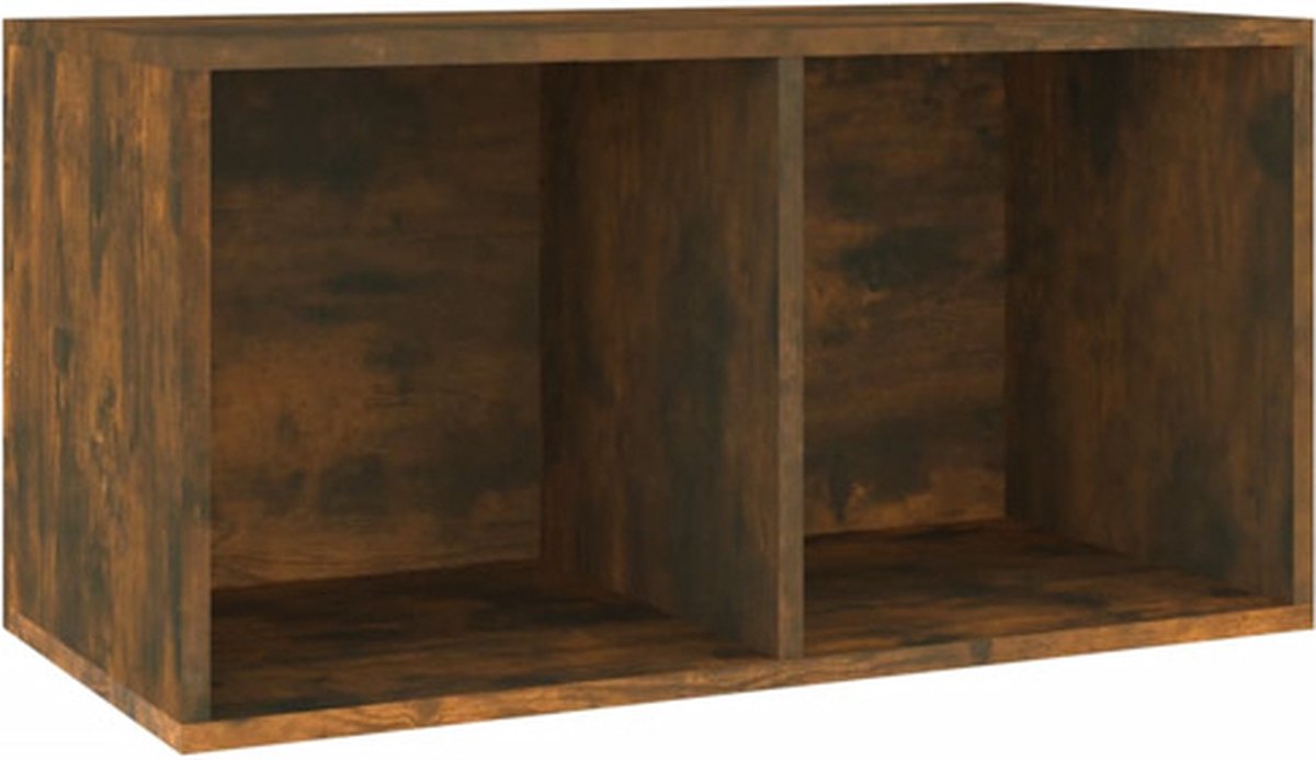 vidaXL - Opbergbox - voor - LP's - 71x34x36 - cm - bewerkt - hout - gerookt - eikenkleur