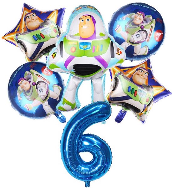 Toy Story Ballonnen Pakket - Buzz Lightyear & Woody Feestpakket - ToyStory Verjaardag Feest - Toy Story Verjaardag 6 jaar - Toy Story Ballon - Heliumballon - Ballonnen 6 stuks - Kinderfeestje - Jongensfeestje - Themafeest - Toy Story Verjaardagsfeest
