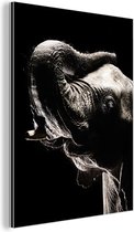 Wanddecoratie Metaal - Aluminium Schilderij Industrieel - Olifant - Zwart - Dieren - Portret - 30x40 cm - Dibond - Foto op aluminium - Industriële muurdecoratie - Voor de woonkamer/slaapkamer