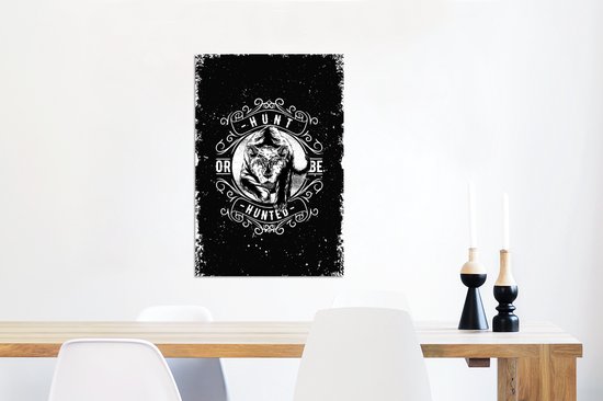 Aluminium schilderij 40x60 cm - Wanddecoratie metaal - Vintage - Tijger - Design - Metalen muurdecoratie woonkamer - Decoratie industrieel - Foto op dibond - Industriële accessoires slaapkamer