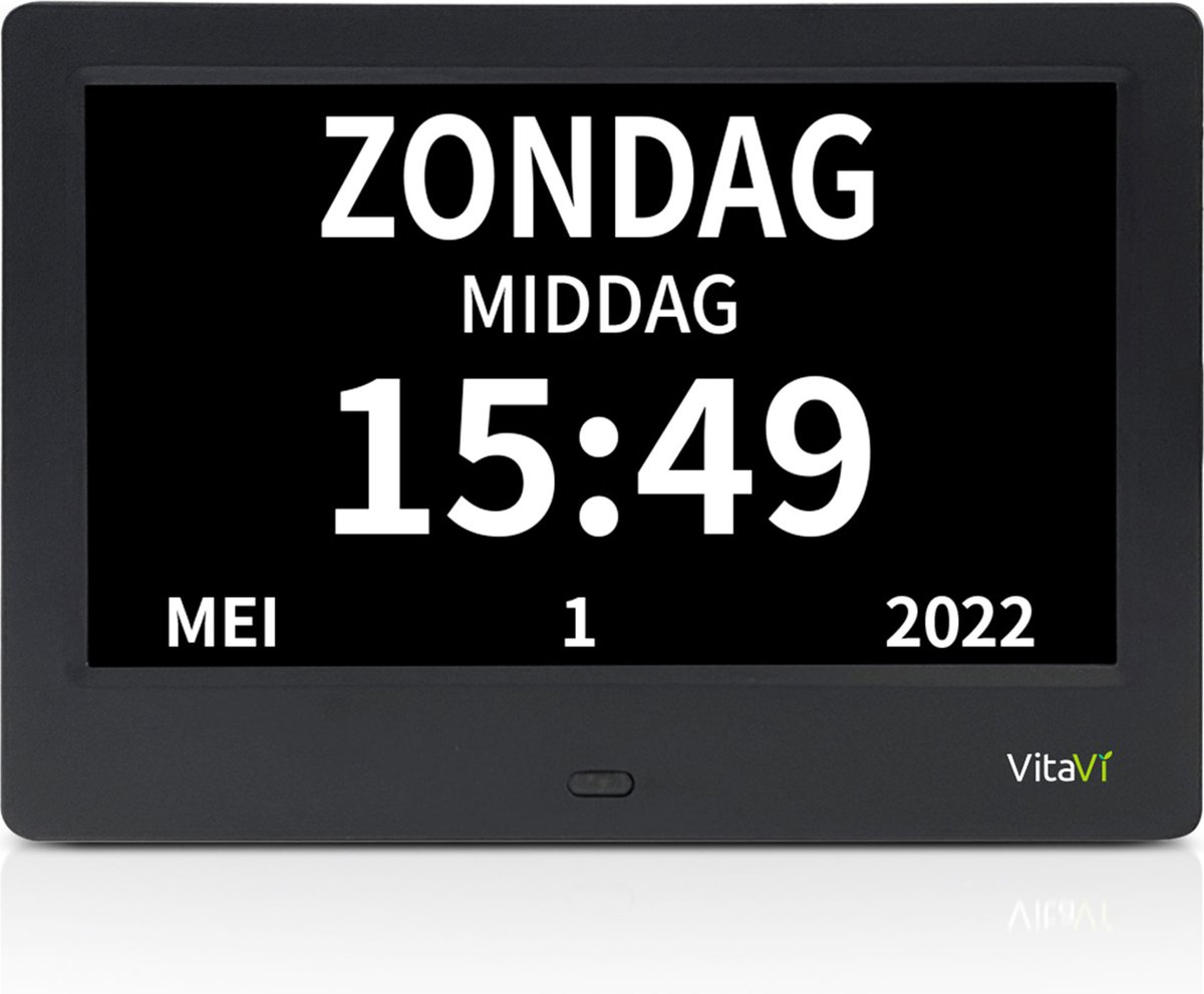 VitaVi Digitale Dementieklok XL Dementieklok Digitaal Kalender Klok