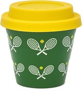 Quy Cup - 90ml Ecologische Reis Beker - Espressobeker “Tennis” met Gele Siliconen deksel