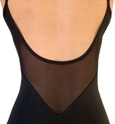 Dancer Dancewear® Balletpak meisje | "La Danza" | In het zwart | Met Mesh en spaghettibandjes | Maat 146/152 - 12 Jaar