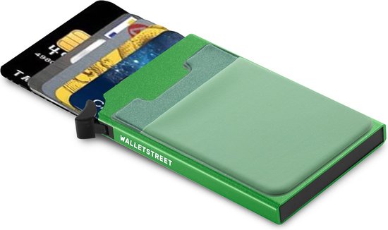 Walletstreet Uitschuifbare Pasjeshouder CB2 Plus collection-Walletstreet Aluminium Creditcardholder/Creditcardhouder Card Protector Anti-Skim/ RFID Card Protector 7 Pasjes – Groen/Green