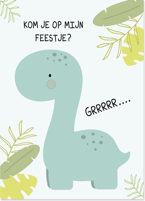 Uitnodigingen kinderfeestje met dinosaurus - Dino uitnodigingen kinderfeestje