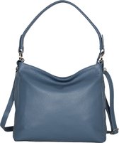 AmbraModa GLX35 - sac à main italien sac à bandoulière sac à bandoulière en cuir véritable bleu glacier foncé