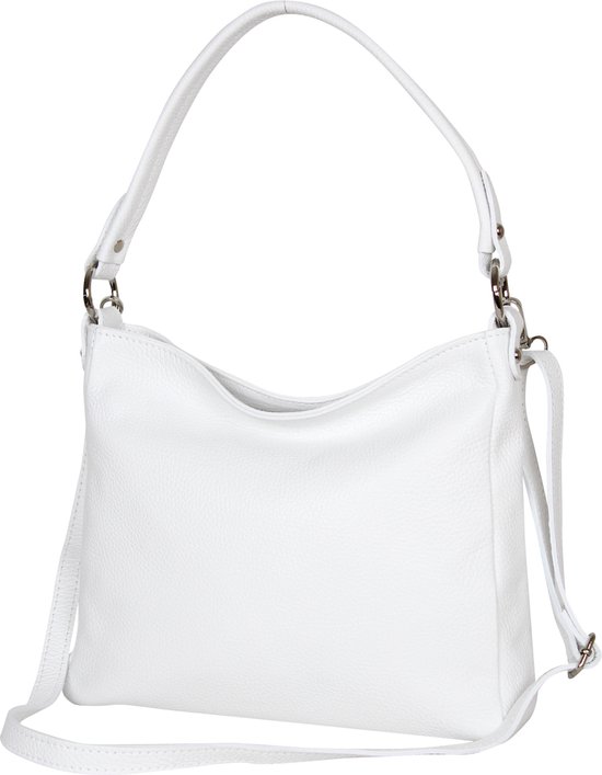 AmbraModa GLX35 - sac à main italien sac à bandoulière sac à bandoulière en cuir véritable blanc