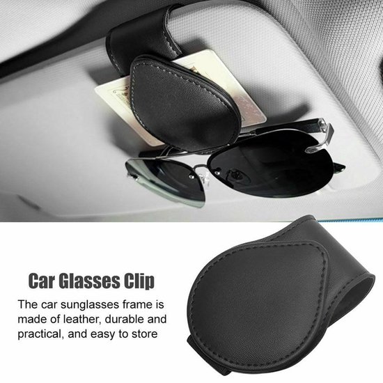 Yuoyar Zonnebrilhouder voor auto, magnetische lederen zonnebrilhouder en kaartclip, autovizieraccessoires, 2 stuks (zilvergrijs