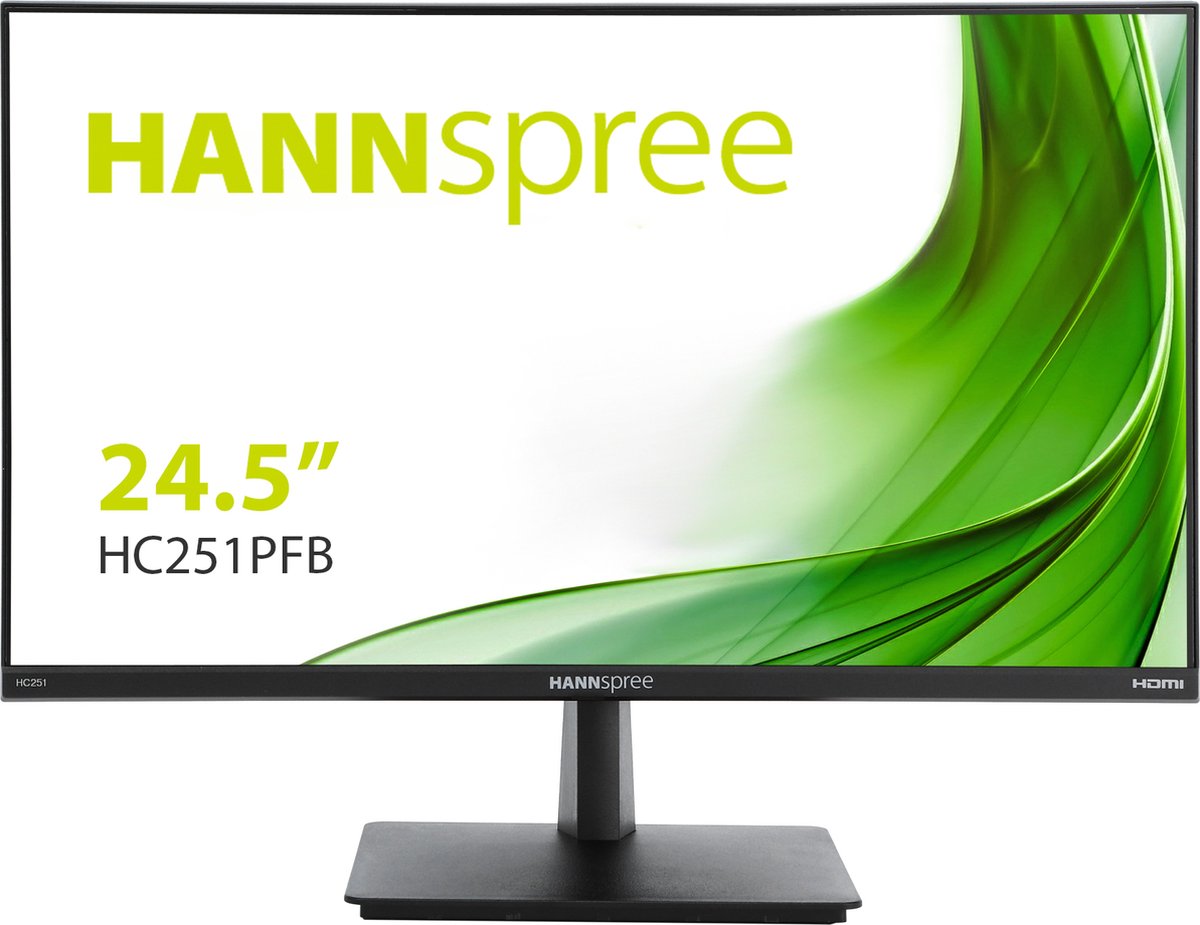 Hannspree HC251PFB LED-monitor 62.2 cm (24.5 inch) Energielabel D (A - G) 1920 x 1080 Pixel Full HD 5 ms HDMI, DisplayPort, VGA, Audio-Line-in AHVA LED