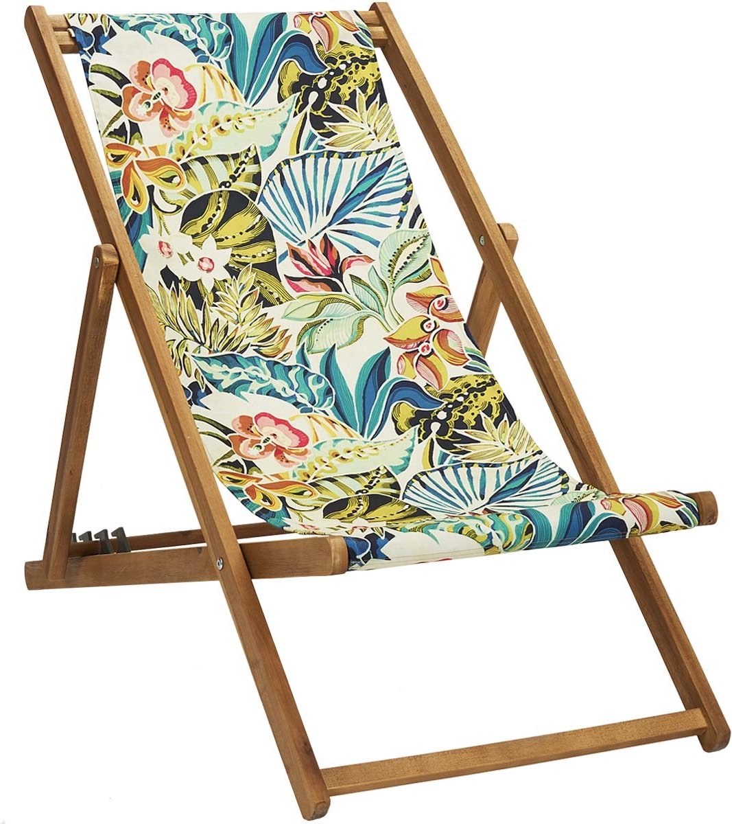Houten Strandstoel met Tropisch Bamboo design - Ligstoel - Tuinstoel - Acaciahout - met vier verstelbare rugleuning posities