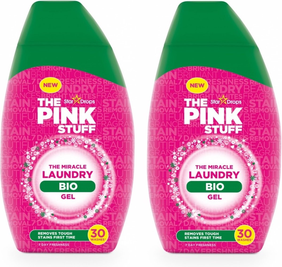The Pink Stuff - 2x 900ml BIO Wasgel - Wonder Wasmiddel - HET Wonder Schoonmaakmiddel - Stardrops The Miracle Laundry Liquid
