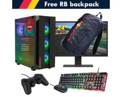 ScreenON - Racing Gaming Set + Red Bull Backpack - F1315024 - (GamePC.F13050 + 24 Inch Monitor + Toetsenbord + Muis + Controller + Gratis Red Bull Backpack)