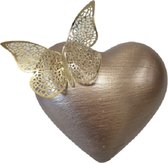 LBM mini urn hart met vlinder - goud - 450 ml - duurzaam kunststof