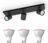 Philips Myliving Runner Opbouwspot met Philips Hue White & Color Ambiance GU10 - Spotjes Opbouw - Bluetooth - 3 Lichtpunten - Zwart