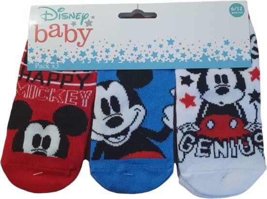 Disney -3 pack baby sokjes Disney - Mickey Mouse - maat 6-12 maanden - Disney Baby