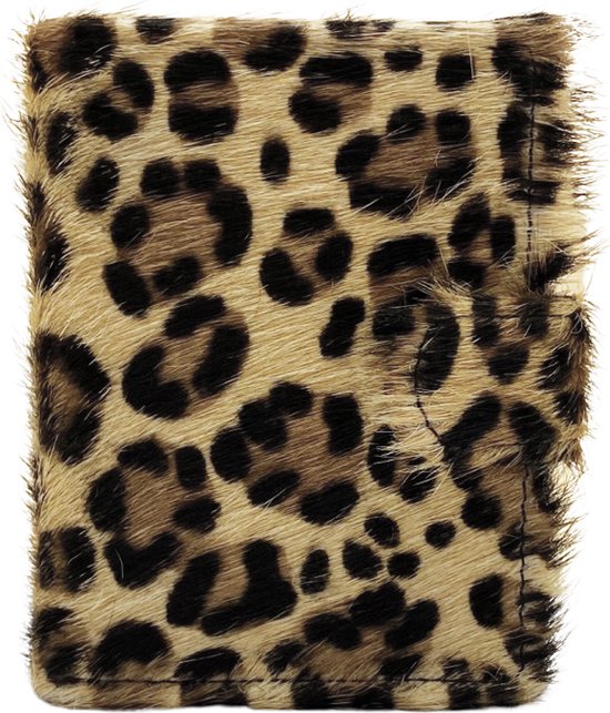 Leren mini wallet – Anti-skim portemonnee – Leren cardprotector – Zwart leer met tijgerprint – Creditcardhouder leer