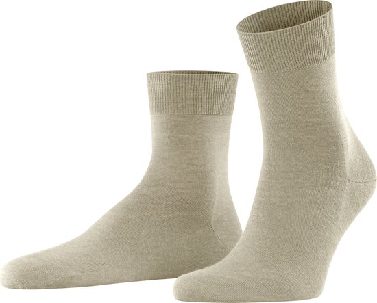 FALKE Airport Korte Sokken zonder patroon ademend dik plain kwart lengte Merinowol Katoen Beige Heren sokken - Maat 43-44