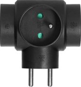 Orno - Uitbreidingsstekker - 3-voudig - Zwart - 2P+Z