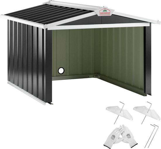 Robotmaaier Garage Gardebruk Metaal Zadeldak 86x100x63cm Antraciet – Bescherming Laadstation Kabelgeleider