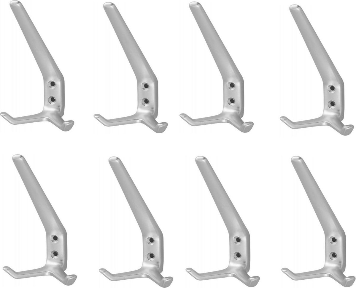 Hermeta hoed en jashaak 0032-01 - Aluminium - Dubbel - Naturel - 8 Stuks