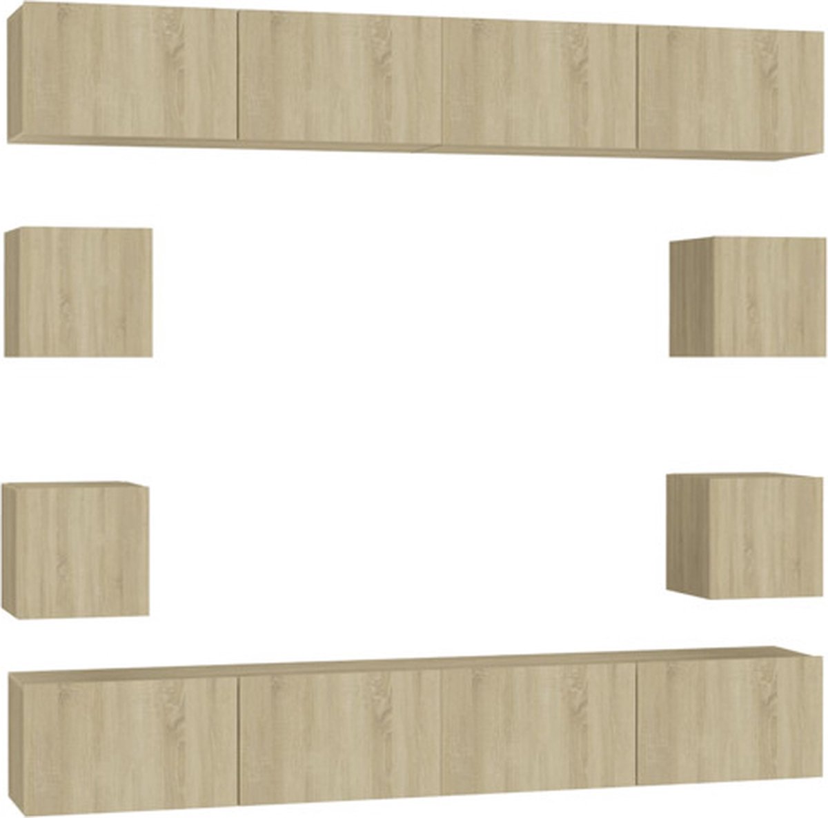 vidaXL - 8-delige - Tv-meubelset - bewerkt - hout - sonoma - eikenkleurig