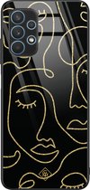 Casimoda® hoesje - Geschikt voor Samsung Galaxy A32 5G - Abstract Faces - Luxe Hard Case Zwart - Backcover telefoonhoesje - Zwart